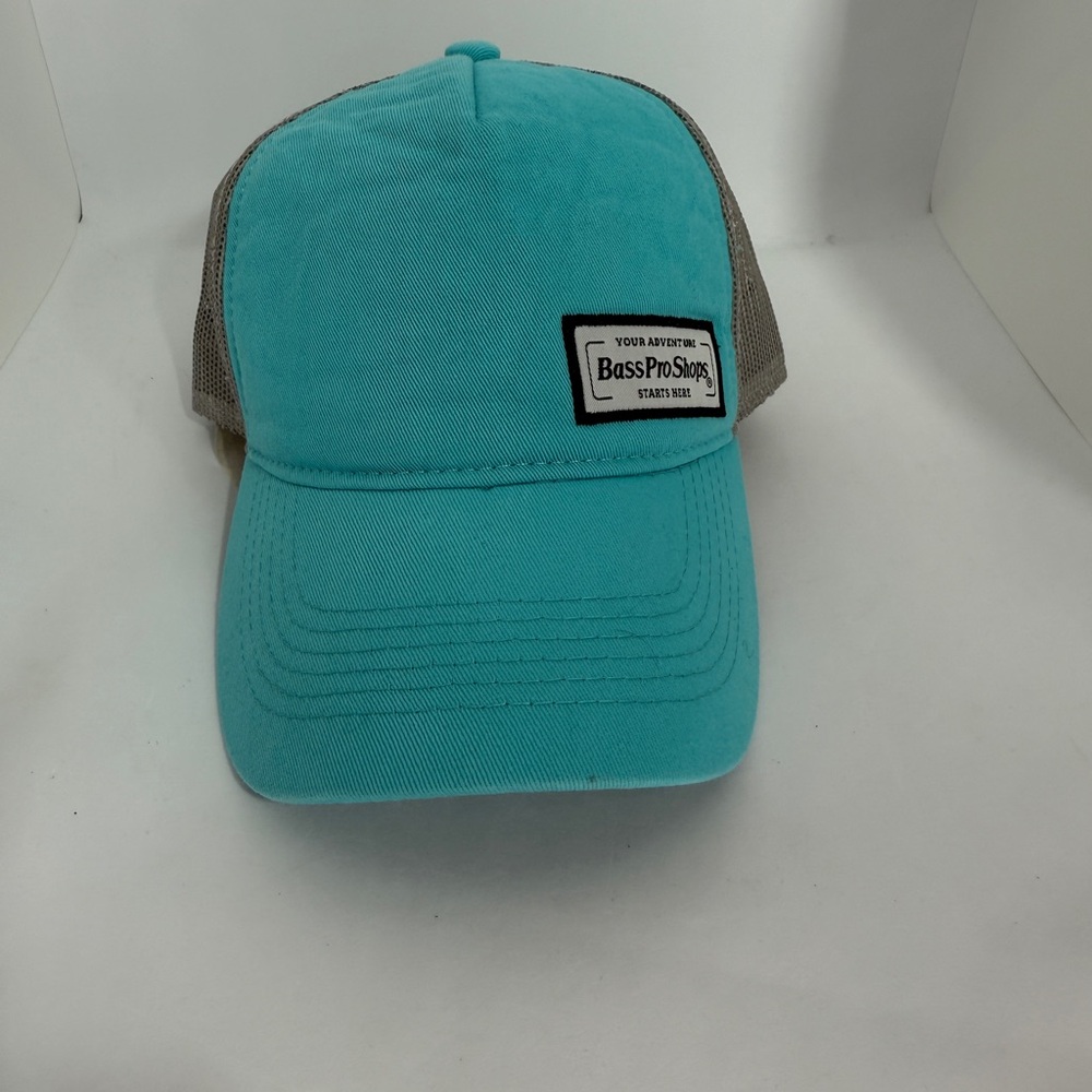 Bass Pro Shops Mesh Trucker Cap Light Cobalt Blue with Gray Mesh Back - Picture 2 of 6